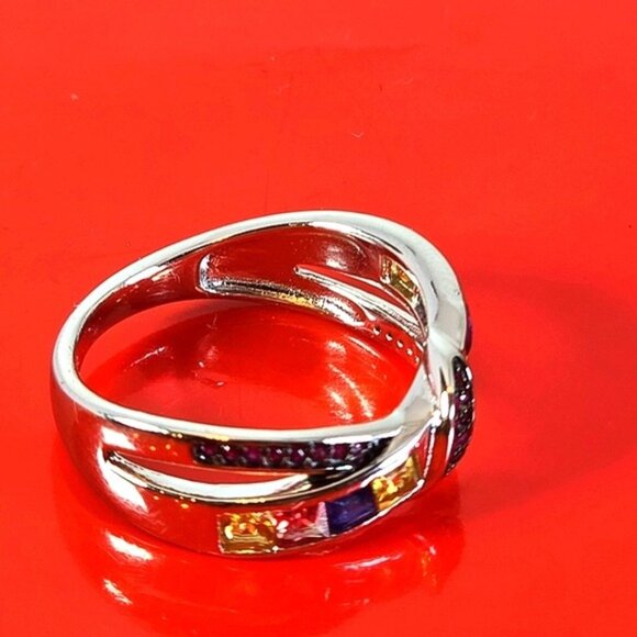925 Sterling Silver Ring Sz 6.75 with Natural Sapphire & Ruby Gems - Picture 8 of 11